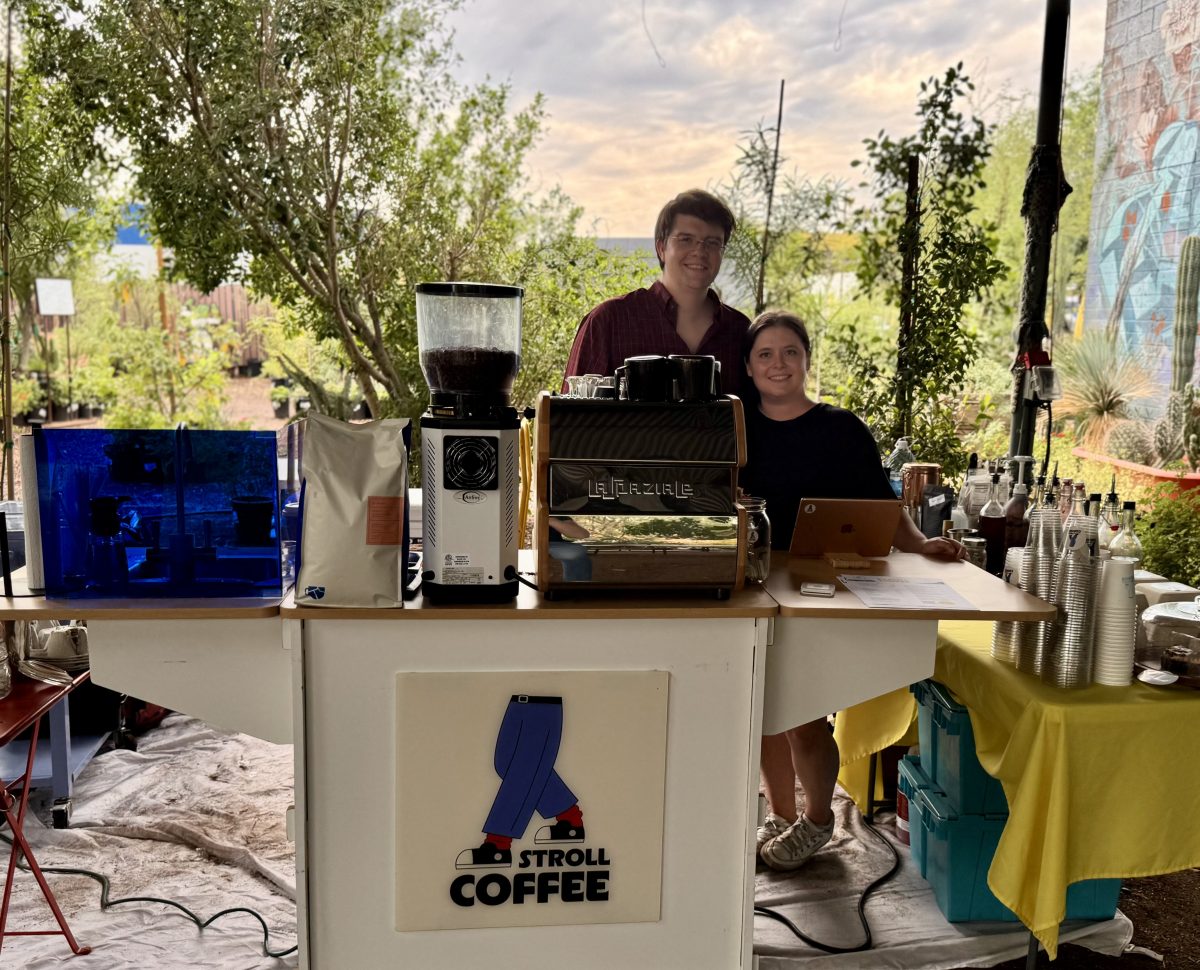 Owners of Stroll Coffee at their coffee cart.