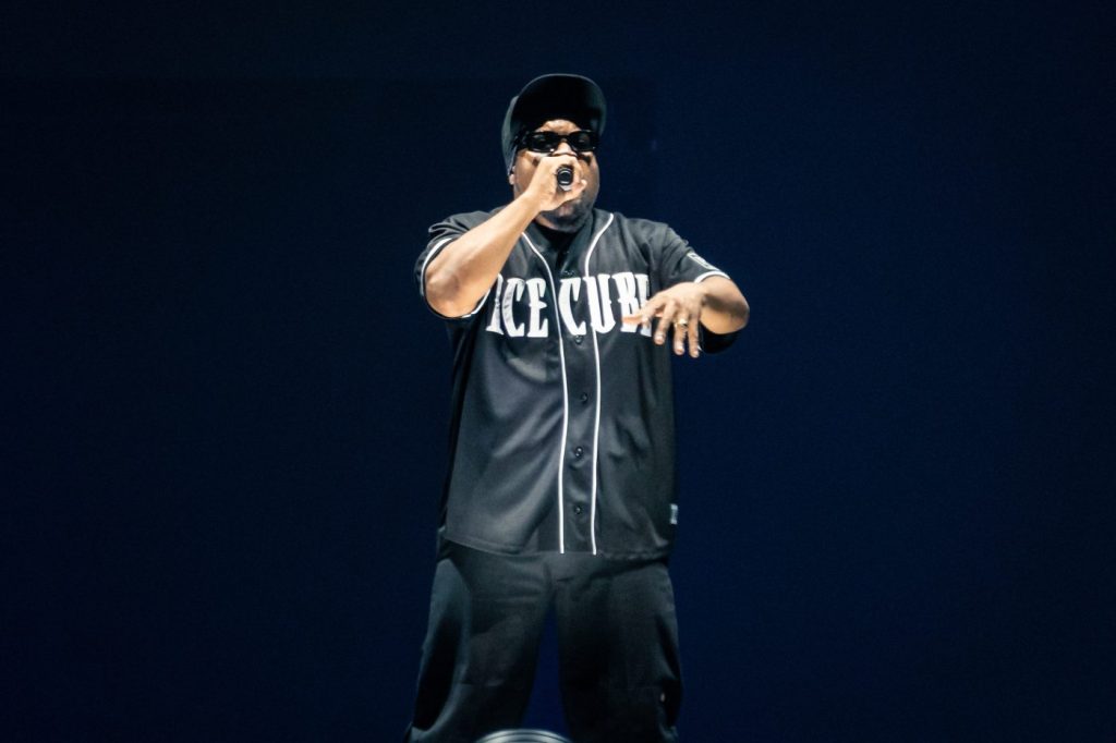 Rapper onstage at concert