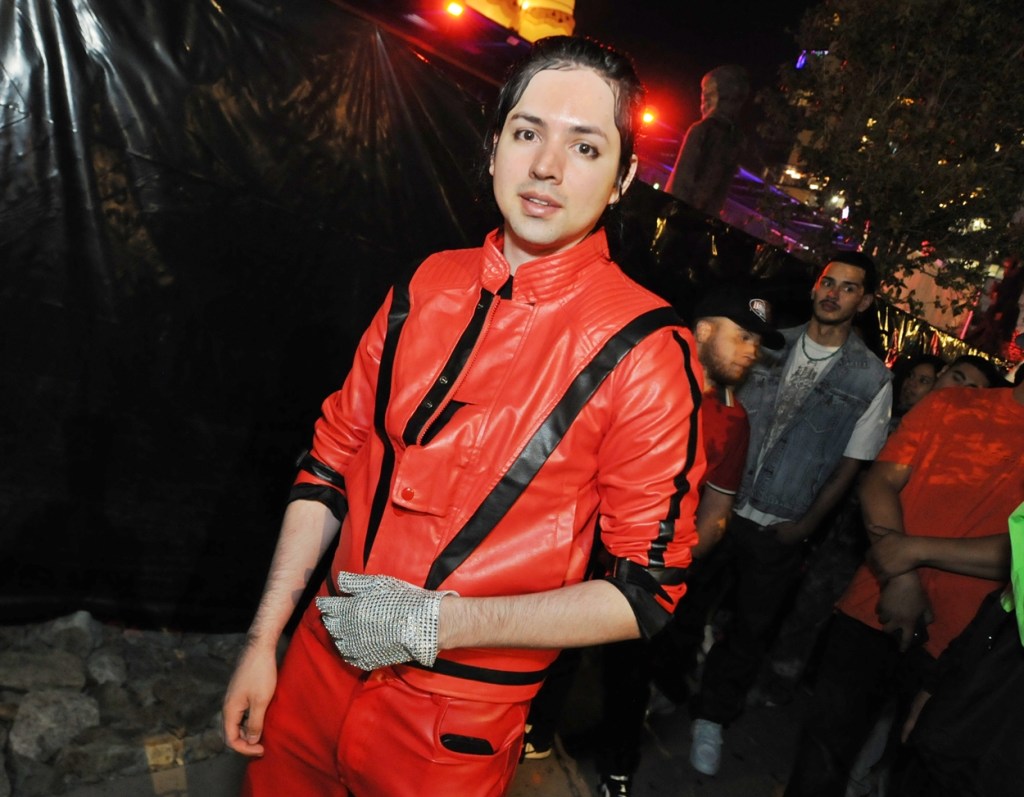 A Latino man dressed as Michael Jackson.