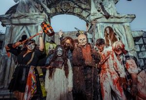 Haunted house actors in costume.