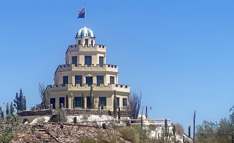 The historic Tovrea Castle rises above the desert in Phoenix ahead of ticket lotteries for its spring and fall public tours.