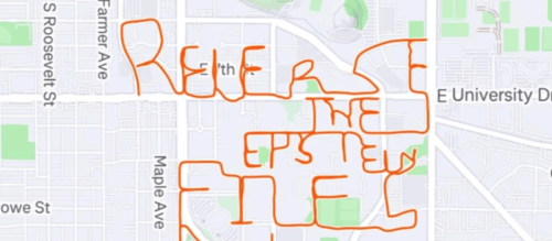 A Tempe runner spelled out ‘RELEASE THE EPSTEIN FILES’ with route