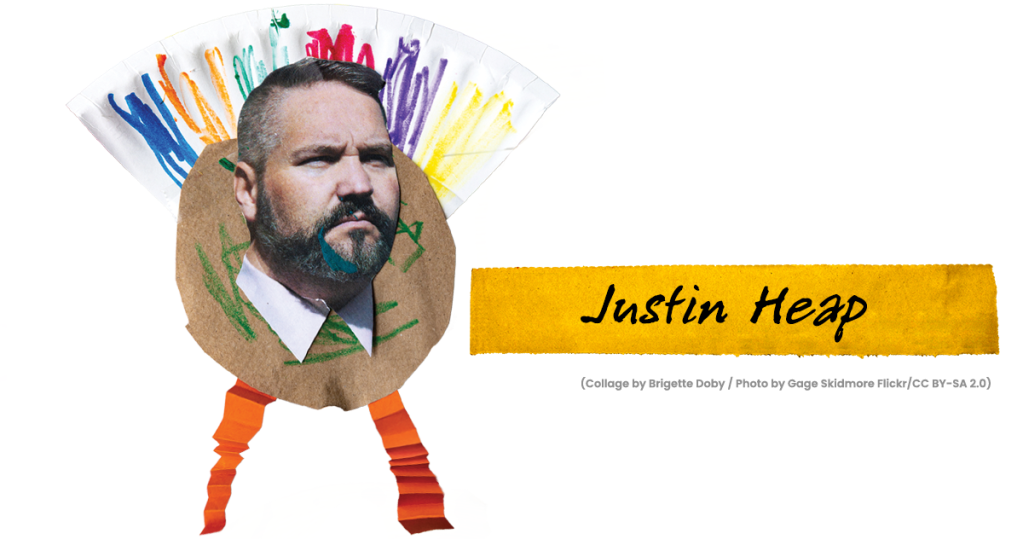 an arts and crafts turkey with justin heap's head