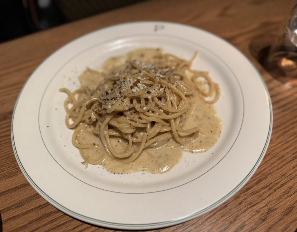 A plate of bucatini.