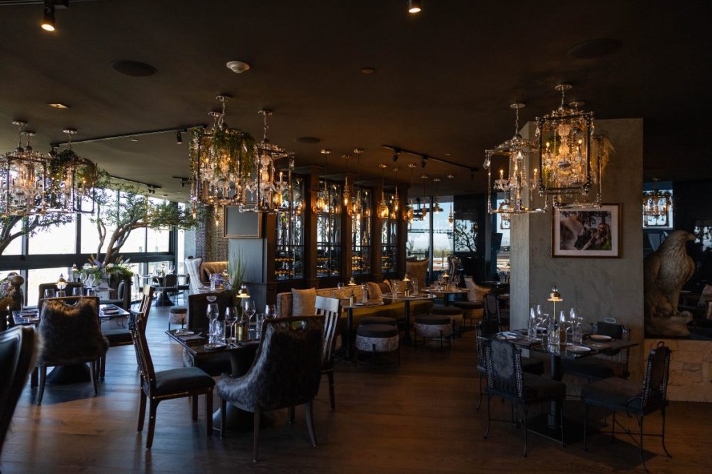 An opulent dining room.