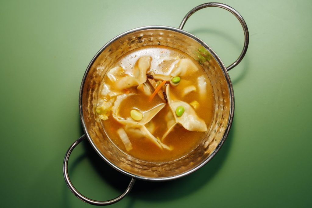 A bowl of wonton soup.