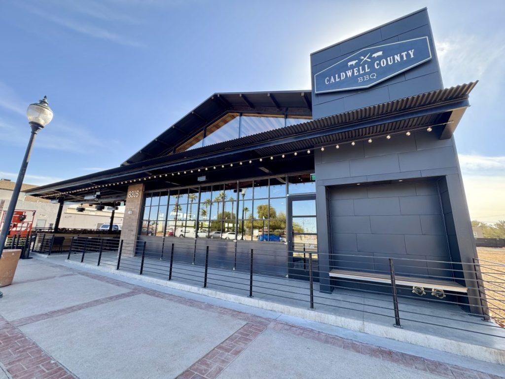 Outside of Caldwell County BBQ in downtown Peoria.