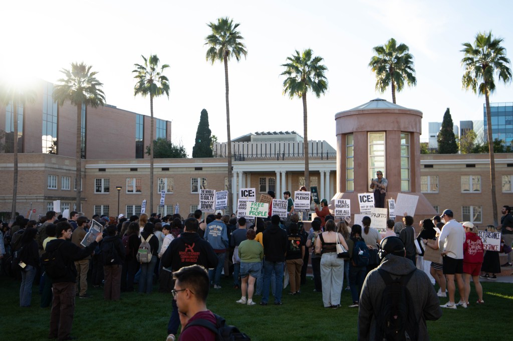 students at a protest