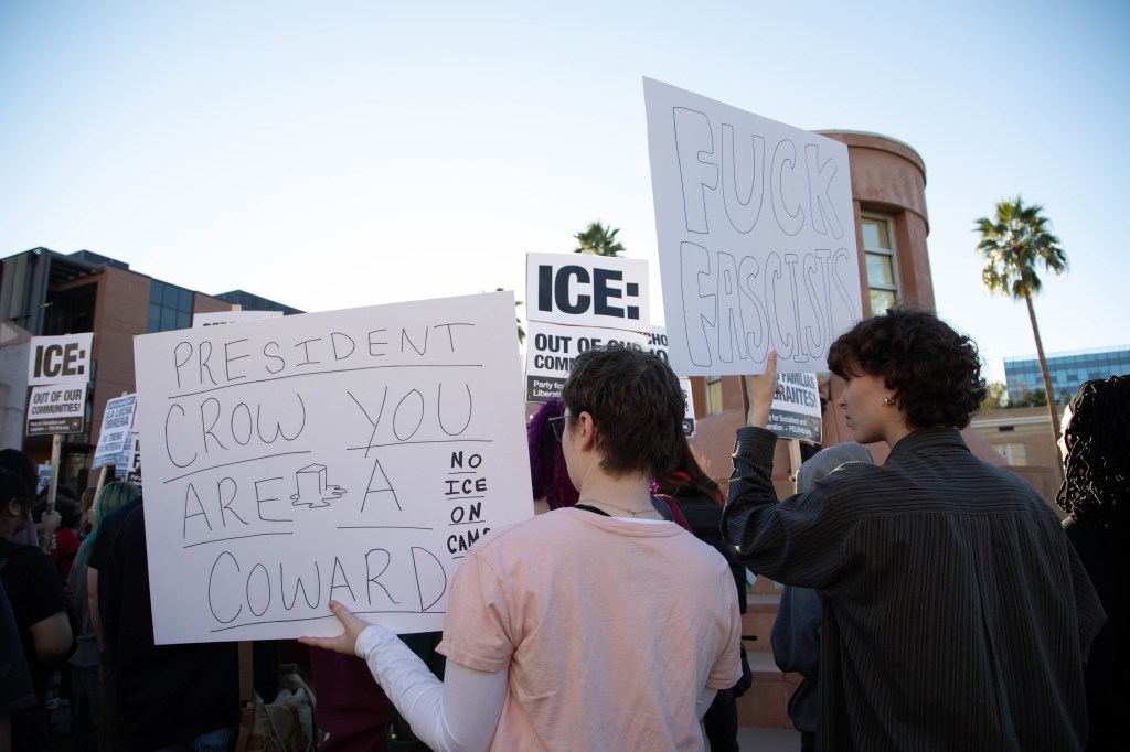 students at a protest