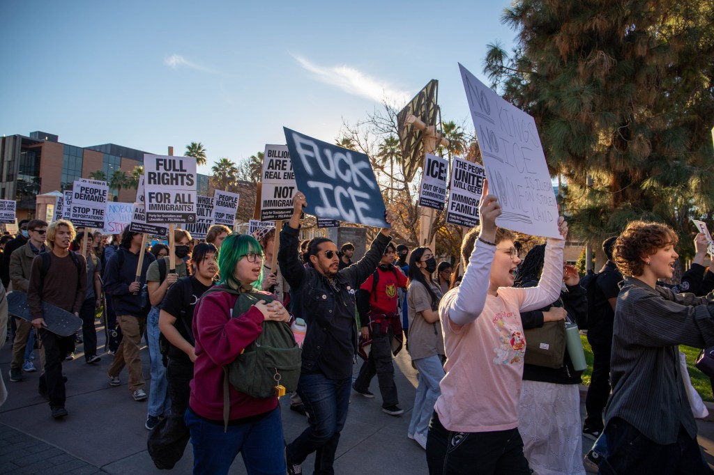 students at a protest