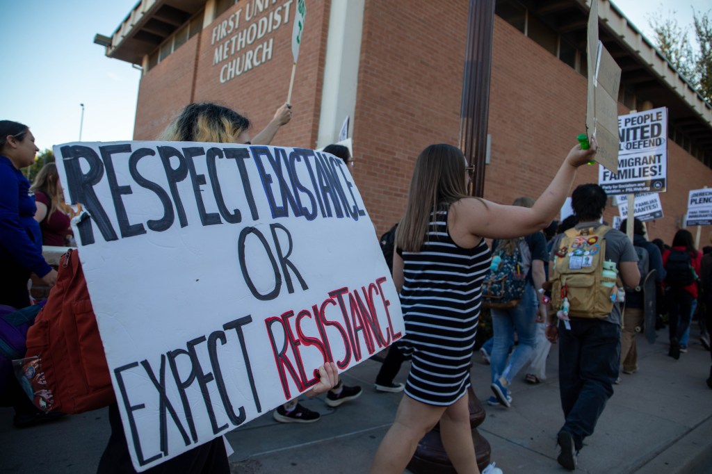 students at a protest