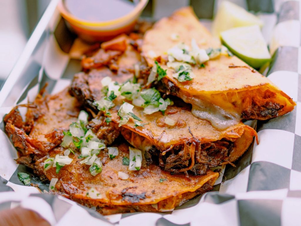 Platter of birria tacos