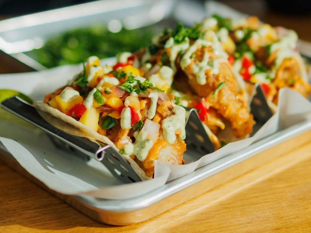 A platter of fish tacos