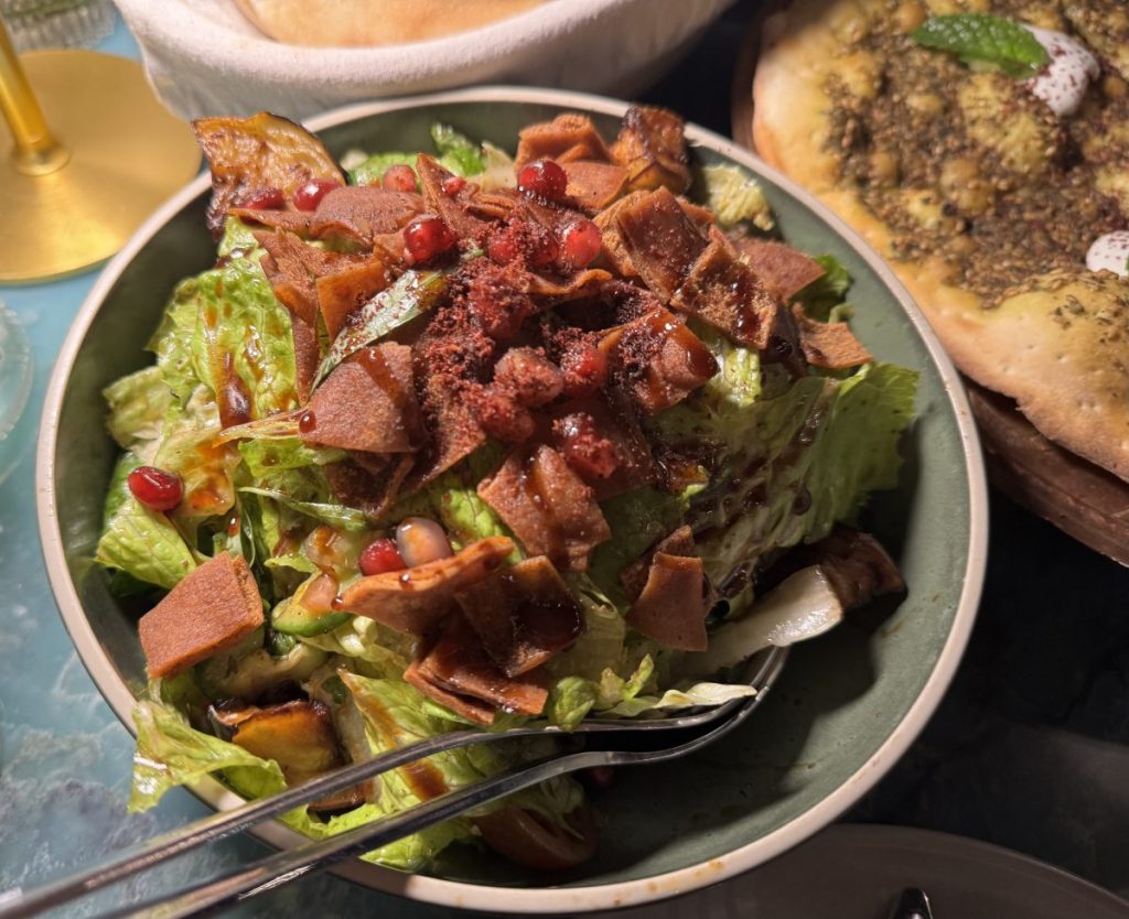 A fattoush salad in a bowl.