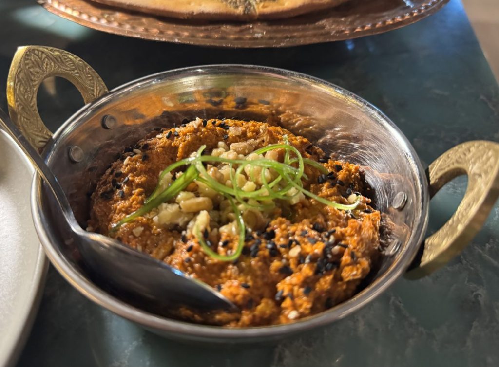 A bowl of muhamara dip