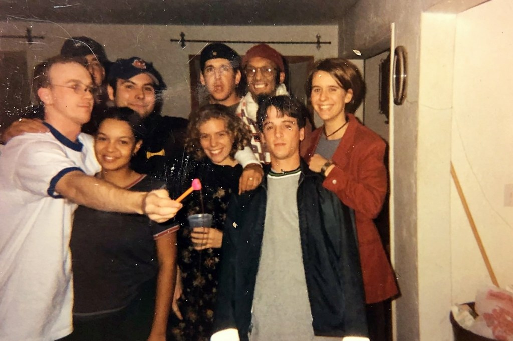 John Lemire with friends in a candid group photo at a Tempe house in the '90s.