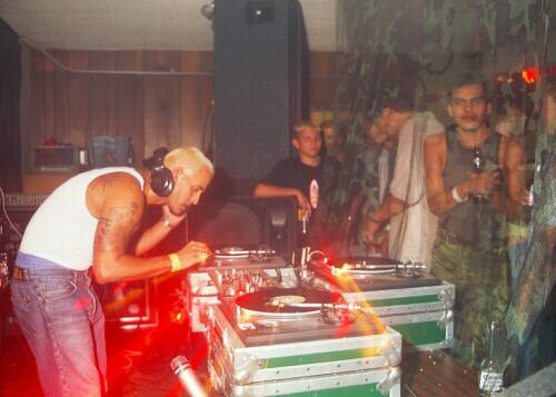 DJ Eddie X spinning at a RedMonkey party