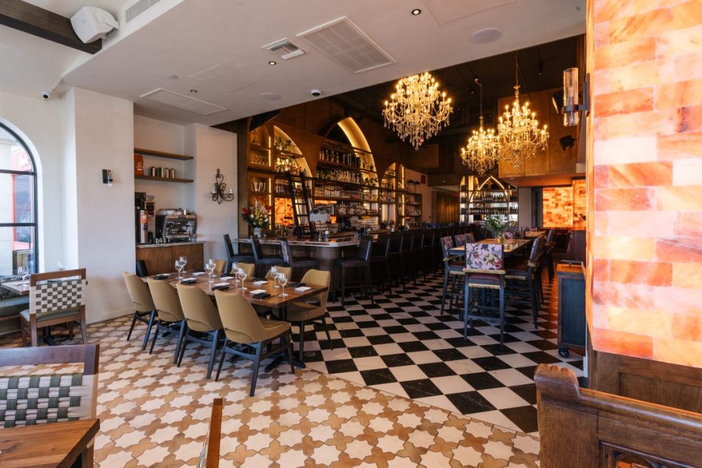 A dining room and bar