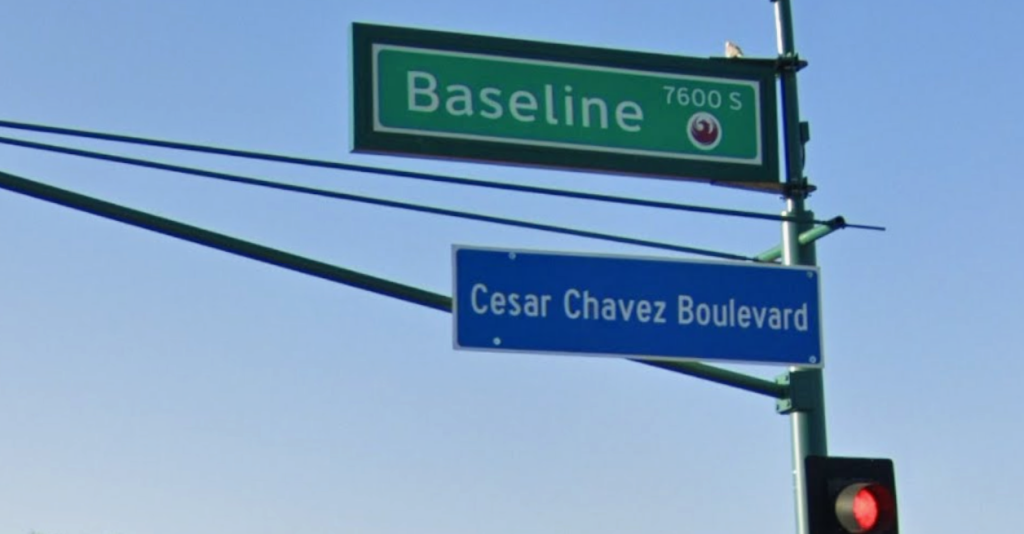 street signs for baseline road and cesar chavez boulevard