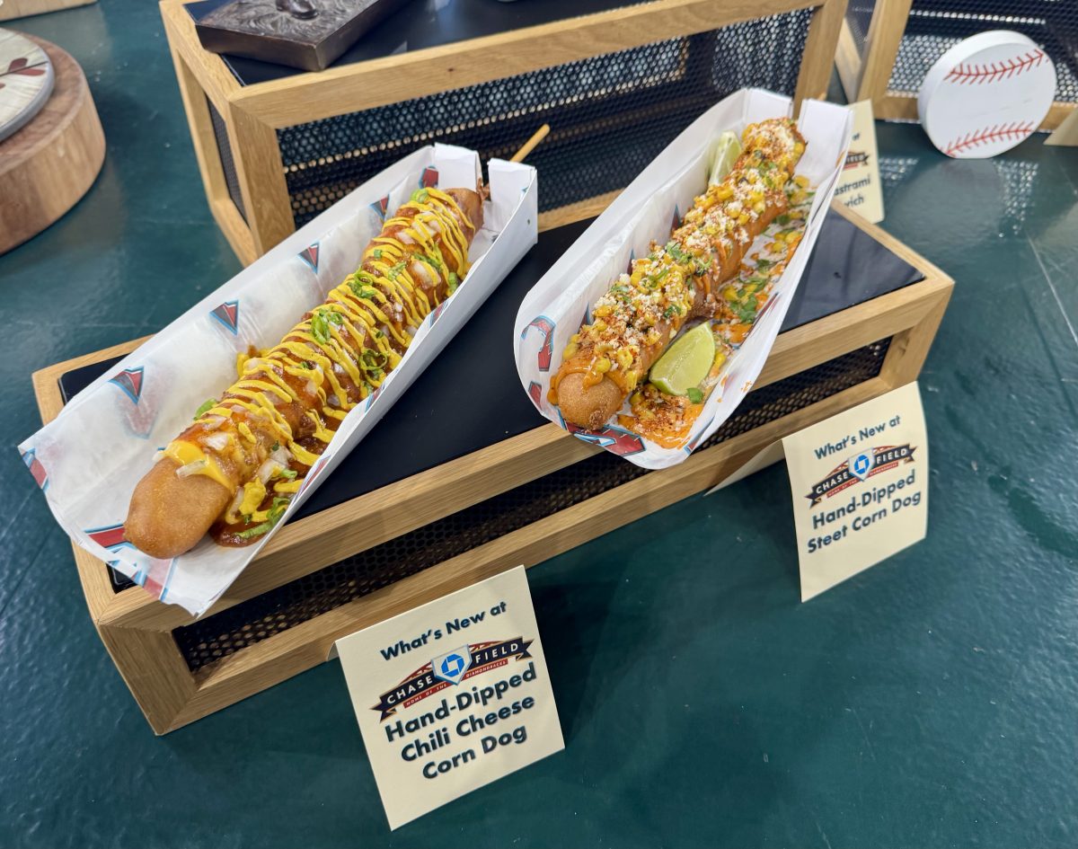 Two footlong corn dogs at Chase Field.