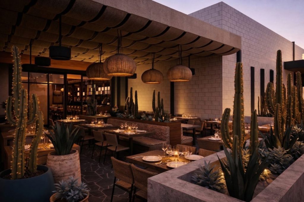 A rendering of the patio at Magdaleña in Goodyear.