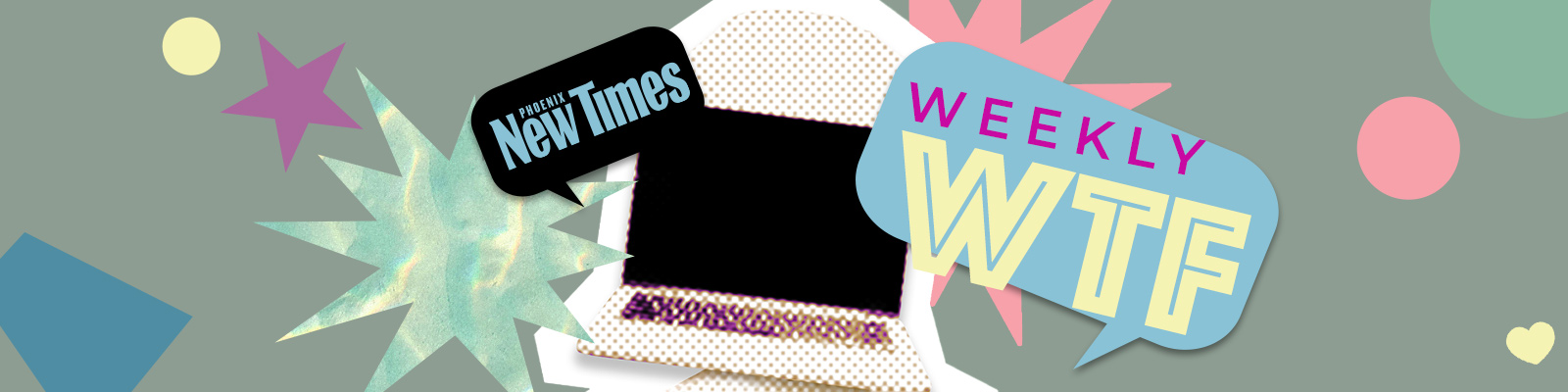 An illustration of a laptop computer with a bubble quote that reads "Weekly WTF"