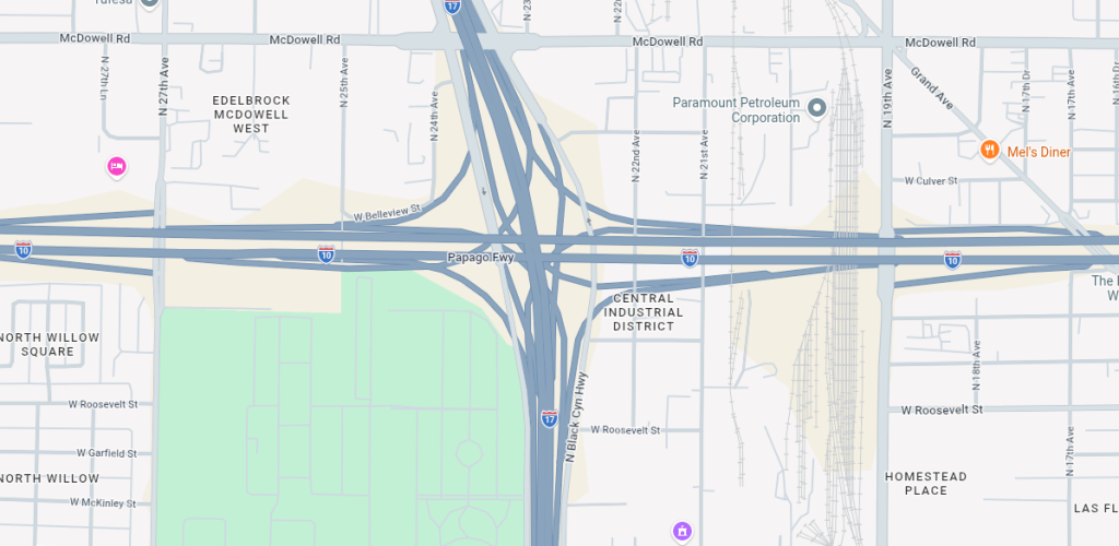 a map of the I-17/I-10 interchange in Phoenix