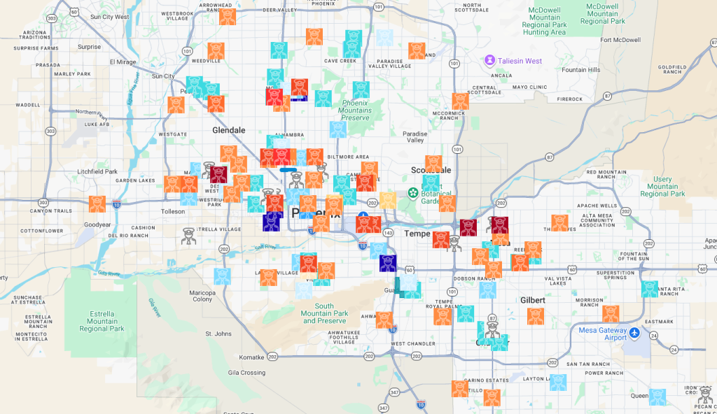 a map of ICE sightings in the phoenix area