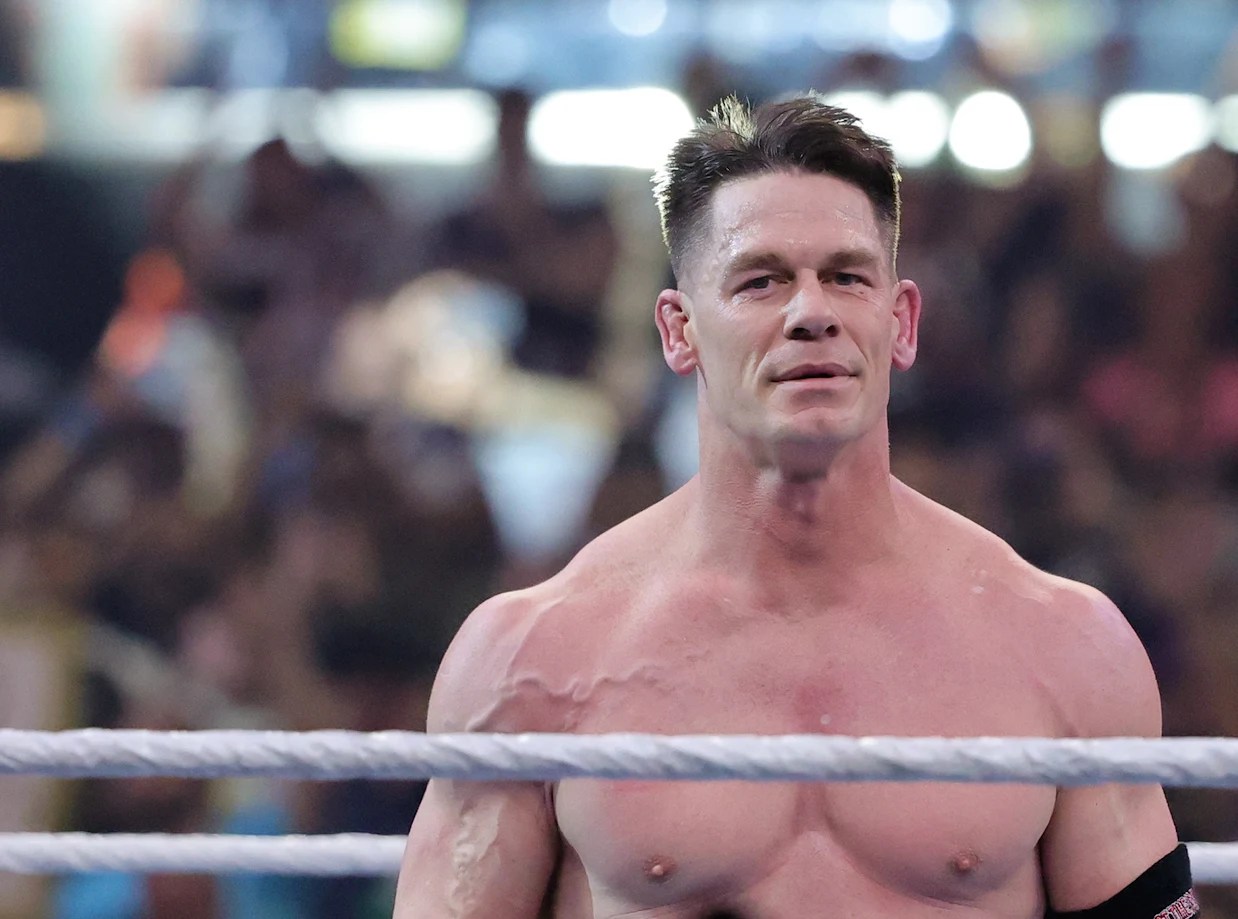 John Cena in a wrestling ring at WrestleMania 41 in 2025.
