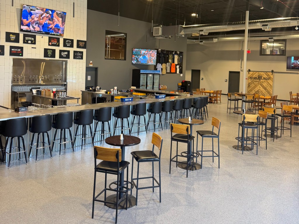 The industrial bar and taproom of Head Right Brewing Co.