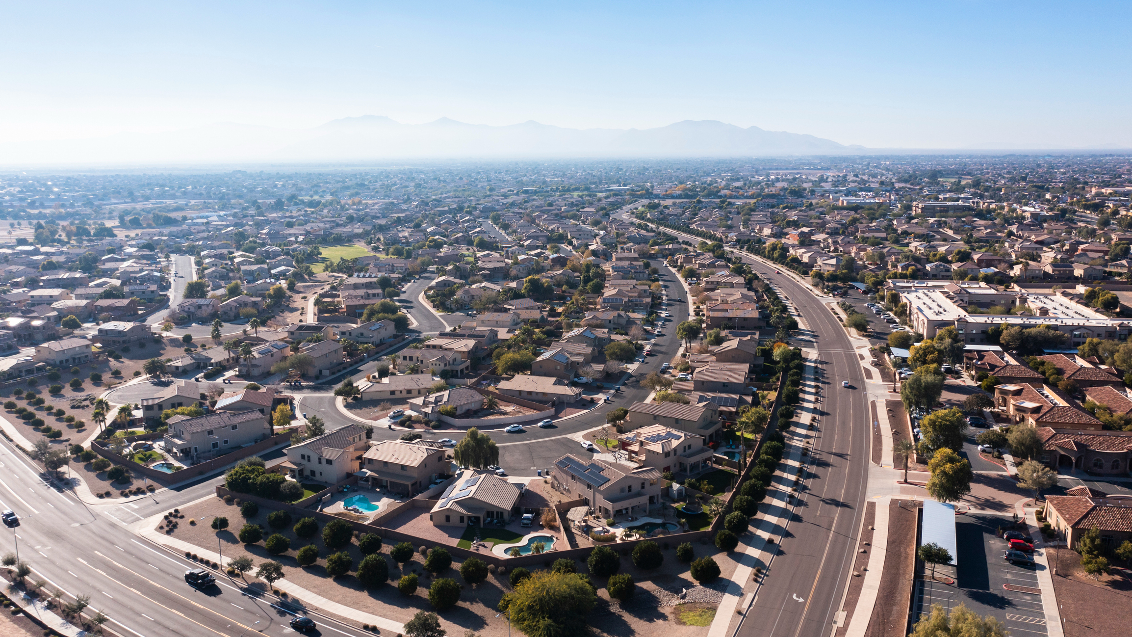 an aerial view of a residential area of Surprise, Arizona