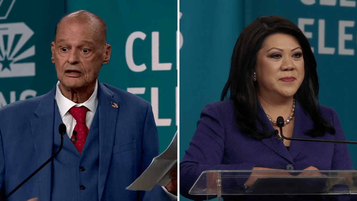 tom horne and kimberly yee during a debate