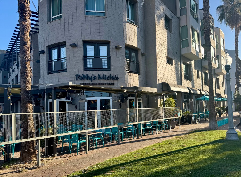 A view of the patio and outside of PoNy's Miches in downtown Phoenix.