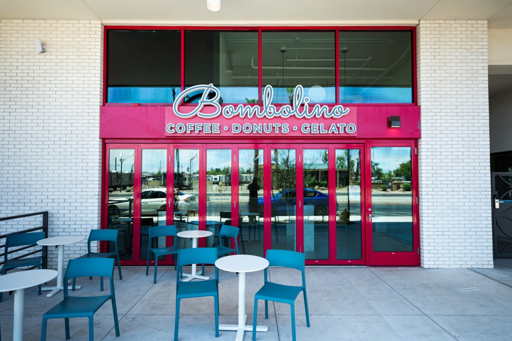 The view outside the Mesa coffee bar and gelato shop Bombolino.
