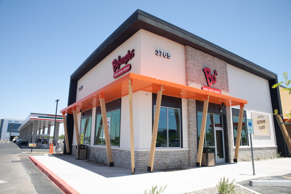 The exterior of a Bojangles in Gilbert.