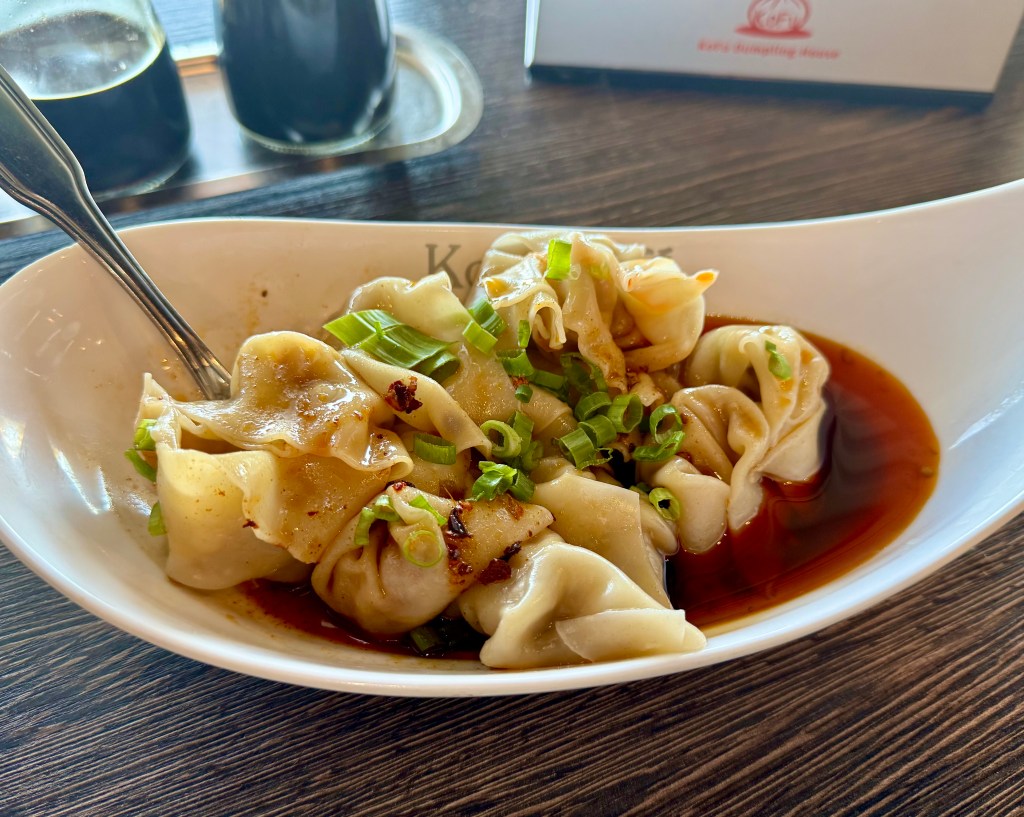 A bowl of Red Chili Wontons from Kofu Dumpling House in Mesa.