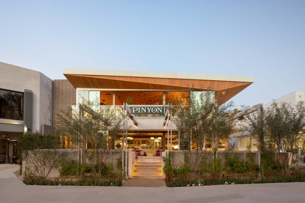 A view outside of Pinyon, the two-story Mediterranean restaurant and patio in Scottsdale.