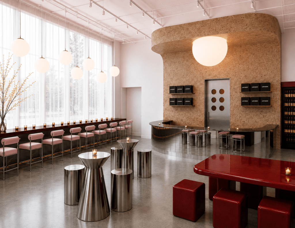A rendering of Lovebite Dumpling's counter and dining room.