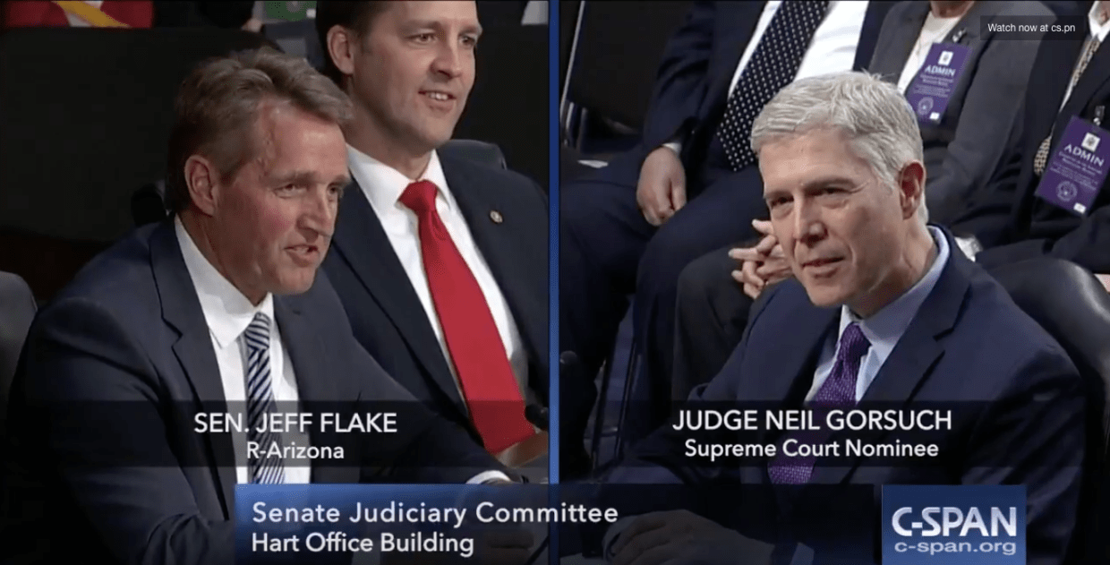 Jeff Flake Asks Neil Gorsuch Irrelevant Questions During Senate Confirmation Hearing