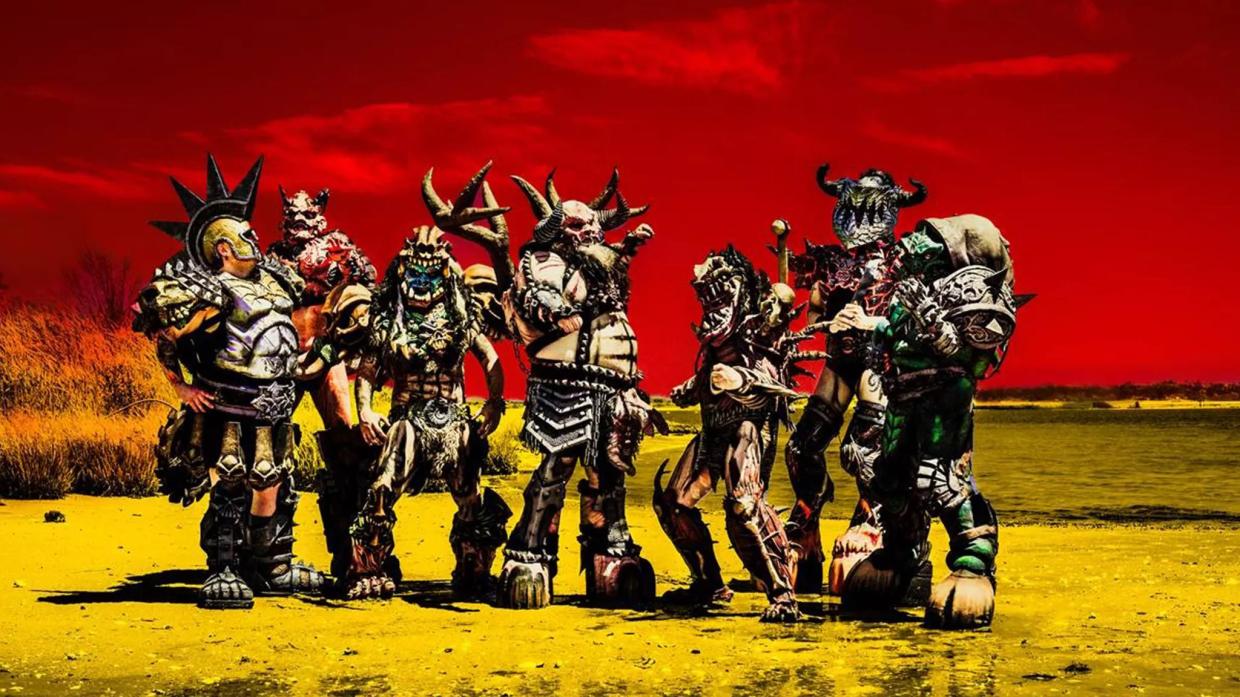 A heavy metal band in costume.