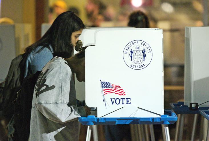 Someone in a Maricopa County voting booth
