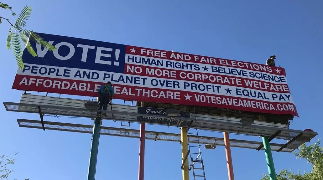 <i>Trumpocalypse </i>Billboard Gets Fresh Design on Grand Avenue in Phoenix