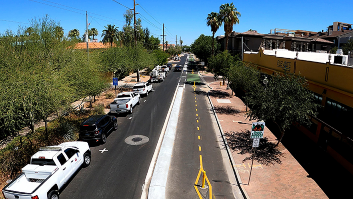 It Took Phoenix Motorists One Week to Wreck The City’s First Two-Way Protected Bike Lane