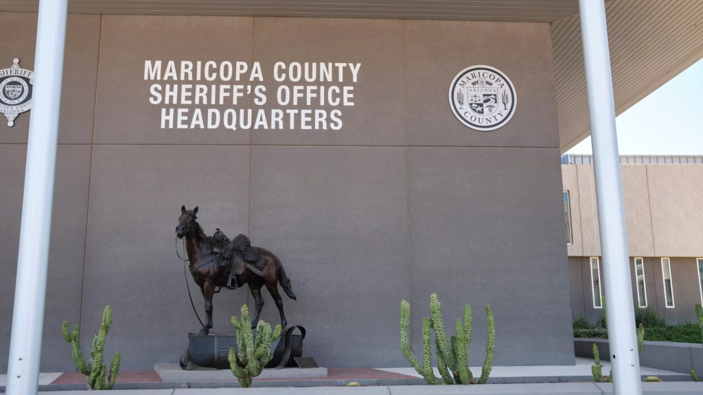 the headquarters of the maricopa county sheriff's office, which has a horse statue out front
