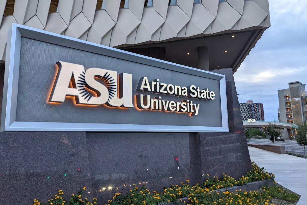 an ASU sign on the exterior of a building