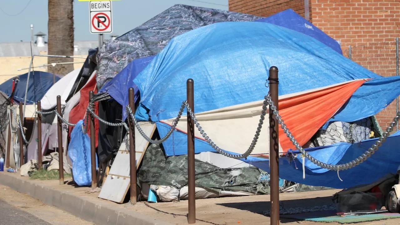 A tent belonging to an unhoused person in Phoenix.