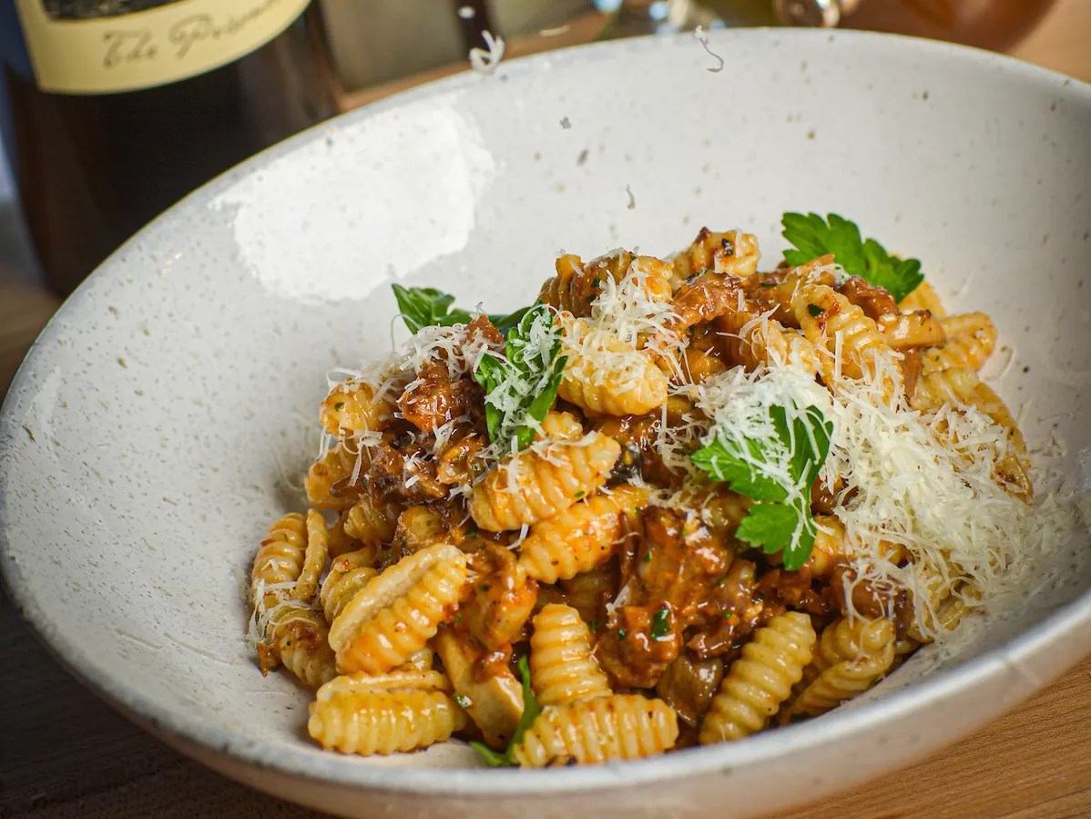 A bowl of gnocchi.