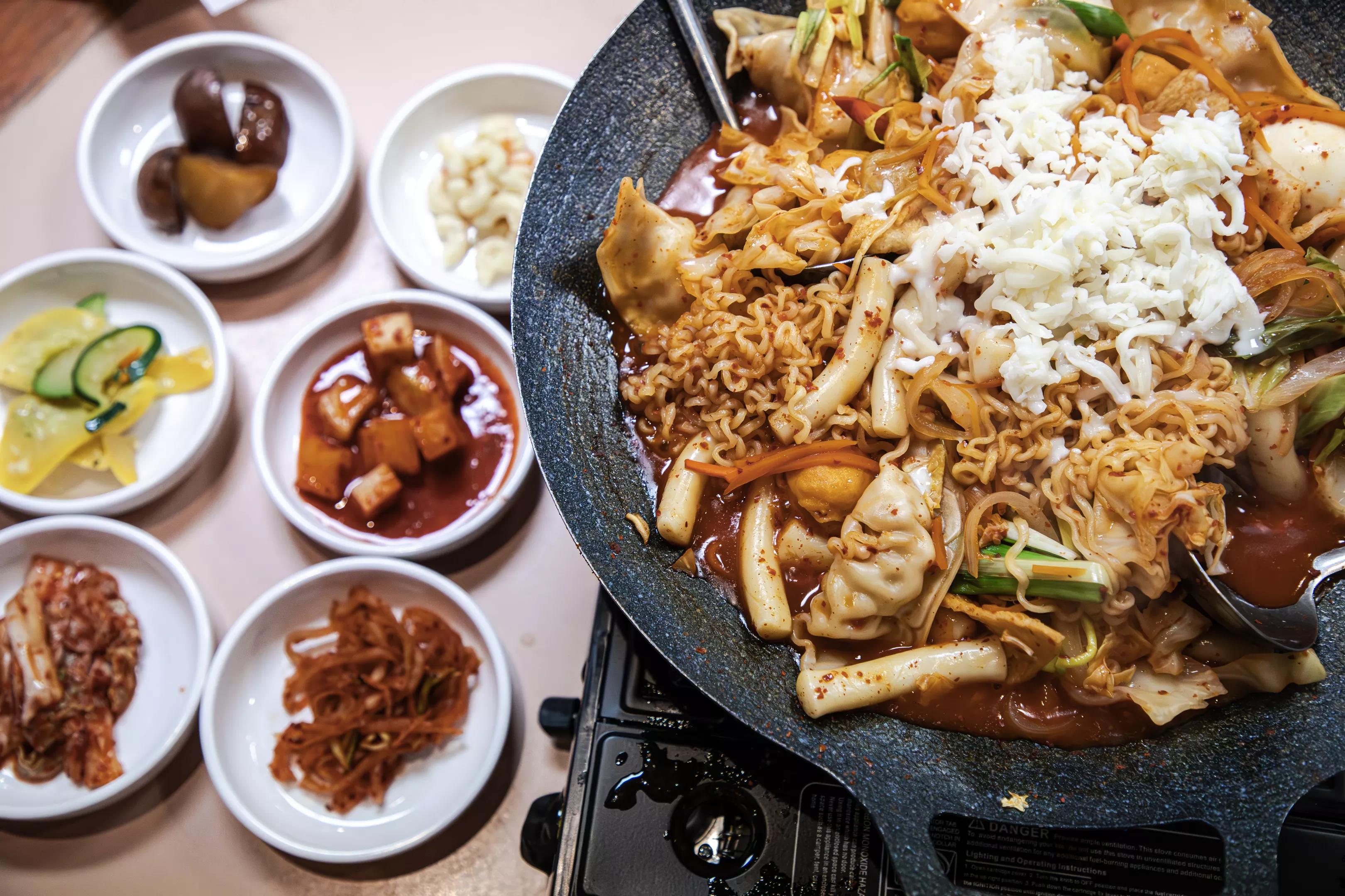 Noodles and sides at Ban Chan.