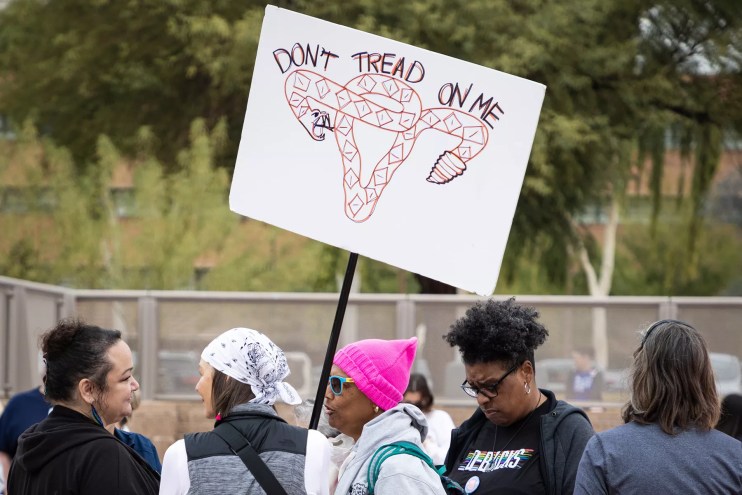 a "don't tread on me" sign in which a snake makes the shape of a uterus
