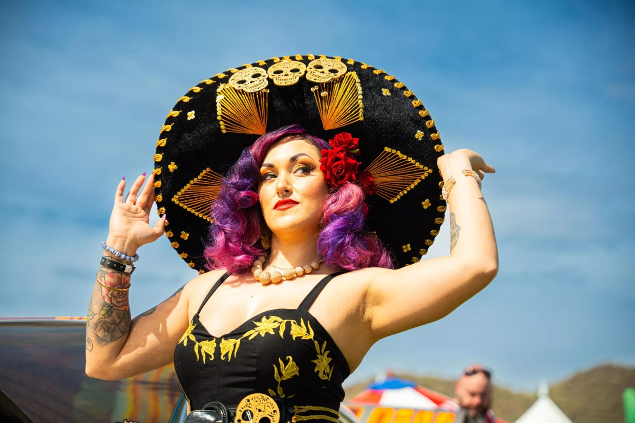 Checking out hot cars and cool people at the AZ Rockabilly Bash